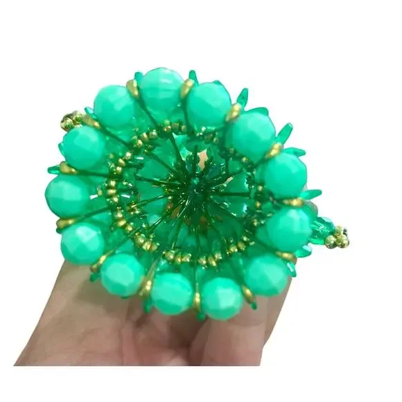 Vintage 1960's Beaded Safety Pin Doll Christmas Ornament 4" - Picture 3 of 3